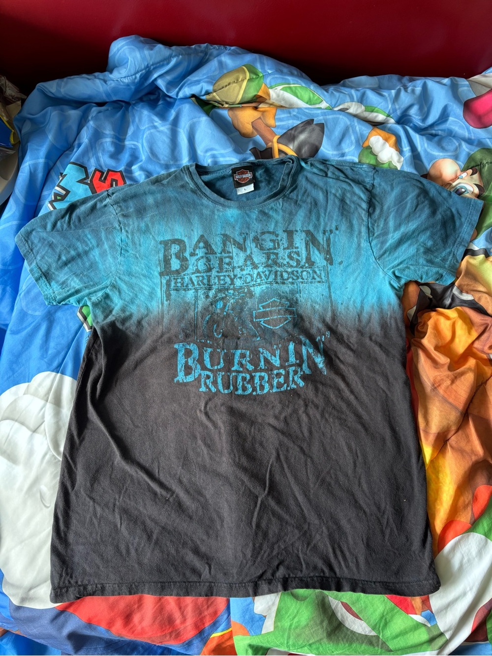 Harley-Davidson Blue to Black Ombre 'Burnin' Rubber' Tee